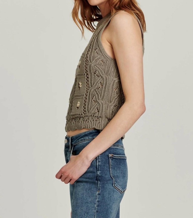 Lorelei Cable Knit Sweater Tank In Sage