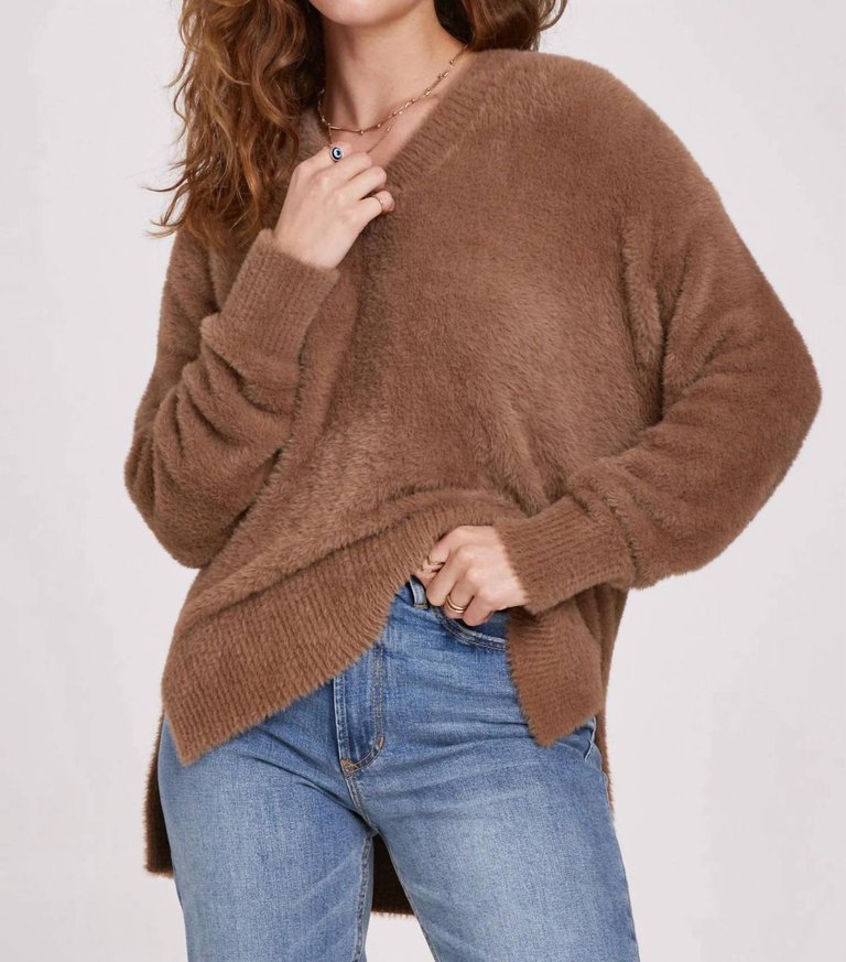 Margarita Walnut V-Neck Sweater By Another Love In Brown - Brown