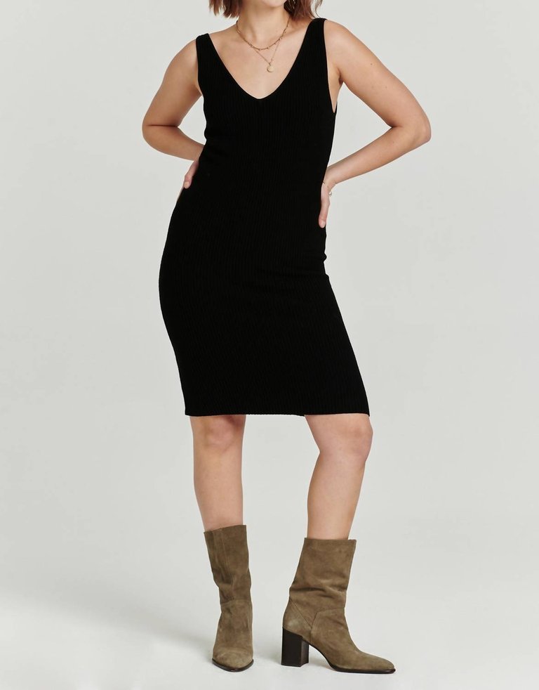 Nalani Ribbed Dress In Black - Black