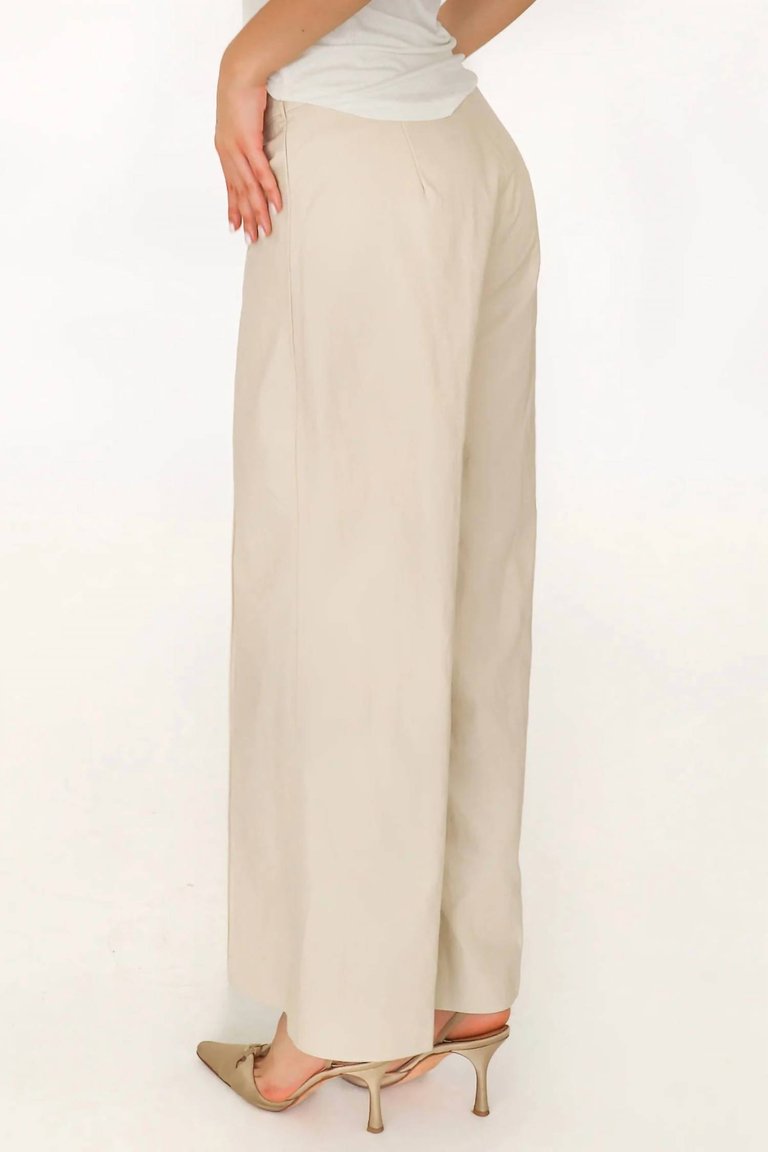 Sparkle Wide Leg Vegan Leather Pants In Bone