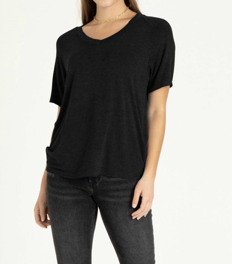 Taylor Raglan Sleeve Top In Black - Black