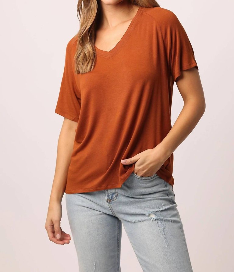 Taylor Raglan Sleeve Top In Gingerbread - Gingerbread