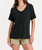 Taylor Relaxed V-Neck Slubbed Basic Tee In Black - Black