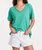 Taylor Relaxed V-Neck Slubbed Basic Tee In Garden Green - Garden Green