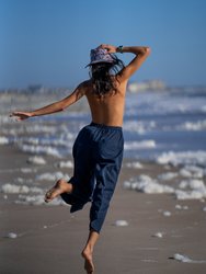 The Gauze Wide Leg Pant - Navy