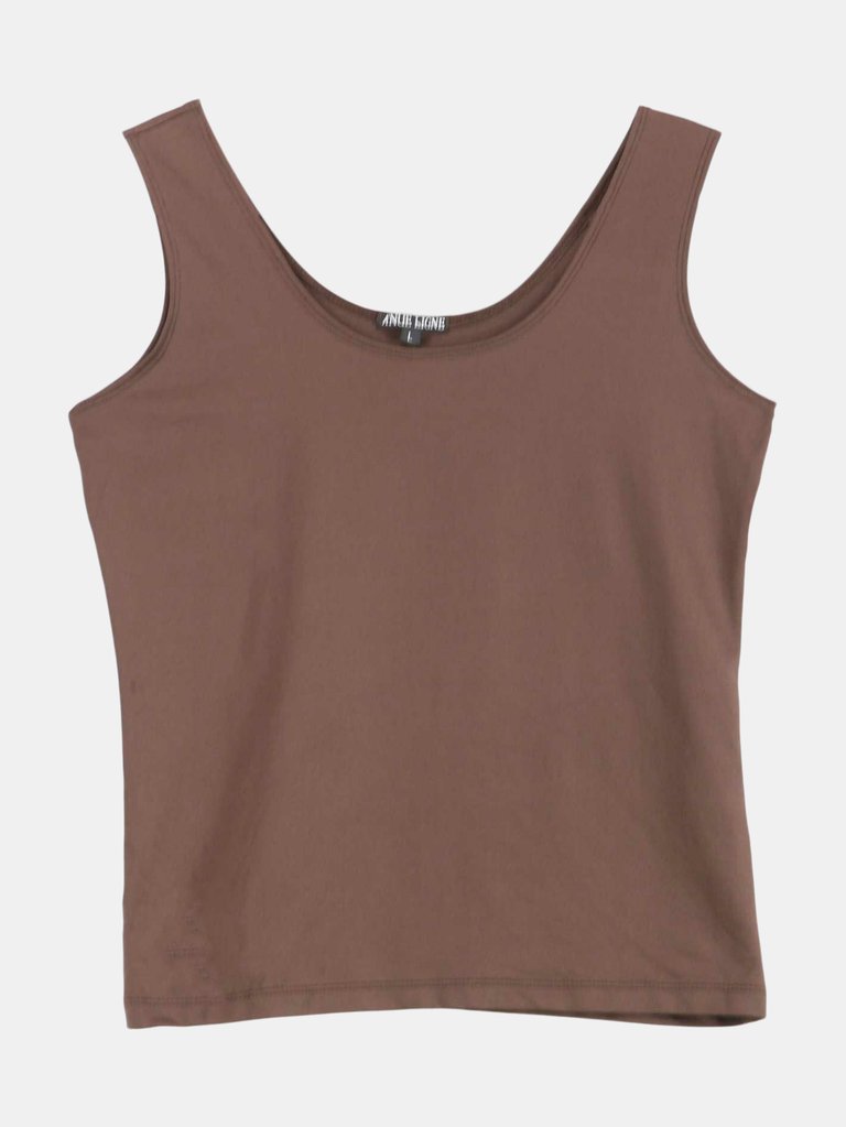 A'NUE LIGNE Women's Brown Stretch Cami Tanks - Brown