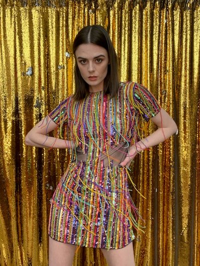 Any Old Iron Rainbow Fringe Dress product