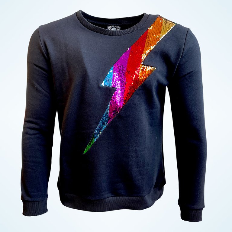 Rainbow Silver Lightning Sweatshirt - Black