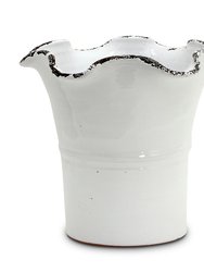 Scavo Giardini Garden: Large Planter Vase With Fluted Rim White - White