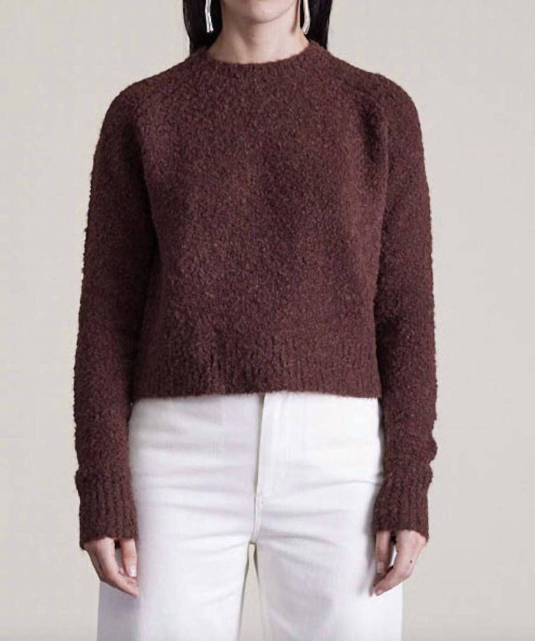 Liisa Textured Crop Top In Chocolate - Chocolate