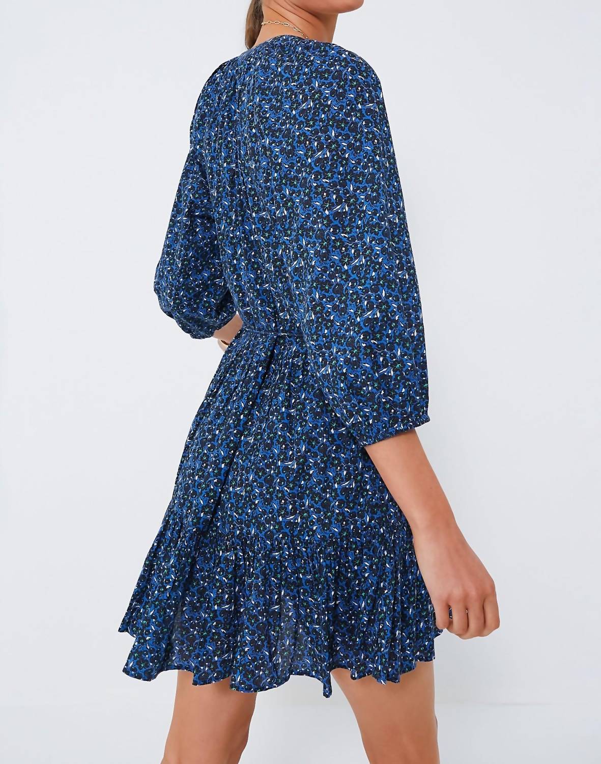 Apiece Apart Spagliato Floral Blue Mini Mitte Dress - Spagliato Floral Blue  | Verishop