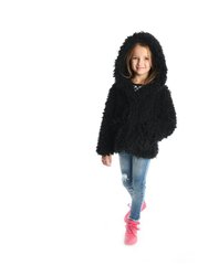 Black Cleo Fluffy Coat - Black