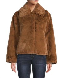 Faux Fur Jacket - Brown