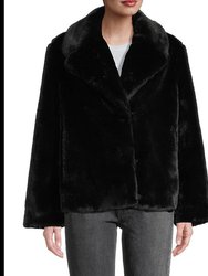 Milly Plant-Based Faux-Fur Coat - Black