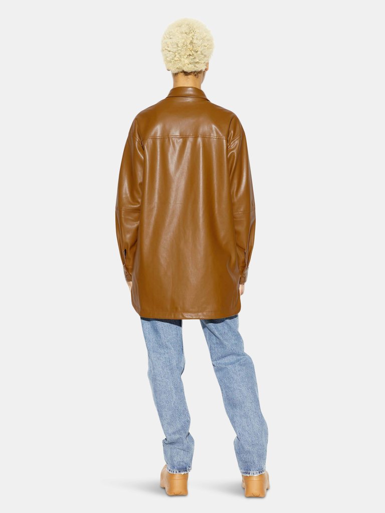 Riley Vegan Leather Shirt - Camel