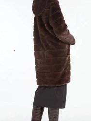 Women's Celine Faux Fur Hooded Coat