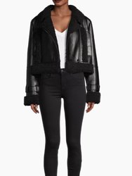 Women's Jay Faux Leather & Suede Moto Jacket - Black