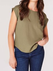 Button Back Tencel Tee In Sage