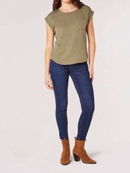 Button Back Tencel Tee In Sage - Sage