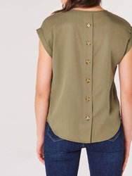 Button Back Tencel Tee In Sage