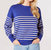 Crew Neck Striped Sweater - Cobalt