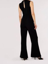 Faux Leather Collared Jumpsuit
