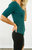 Faux Wrap Knit Top In Emerald Green