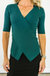 Faux Wrap Knit Top In Emerald Green - Emerald Green