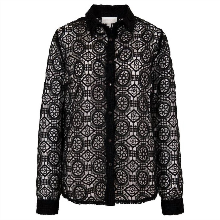 Geometric Guipure Lace Shirt - Black