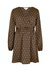 Geometric Satin Wrap Mini Dress In Brown