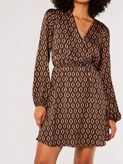 APRICOT Geometric Satin Wrap Mini Dress In Brown product
