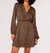 Geometric Satin Wrap Mini Dress In Brown - Brown