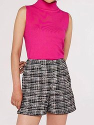 Hot Pink Knit Sleeveless Turtleneck
