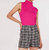 Hot Pink Knit Sleeveless Turtleneck - Pink