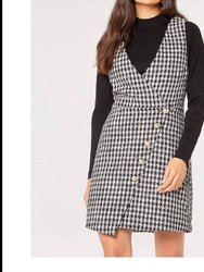 Houndstooth Mini Dress In Black - Black