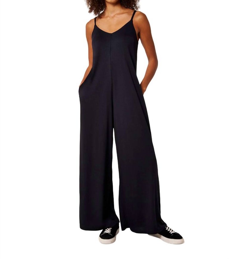 Modal Palazzo Jumpsuit In Black - Black