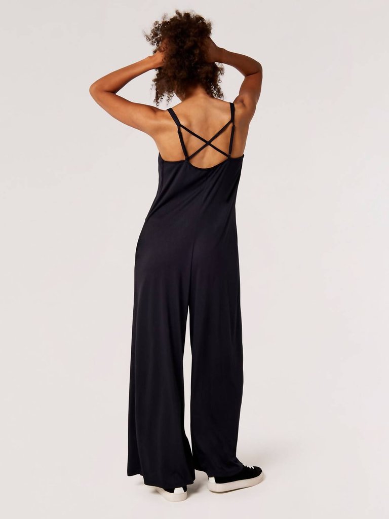 Modal Palazzo Jumpsuit In Black