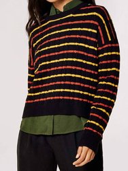 Plaited Knit Stripe Jumper In Black - Black