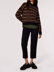 Plaited Knit Stripe Jumper In Black