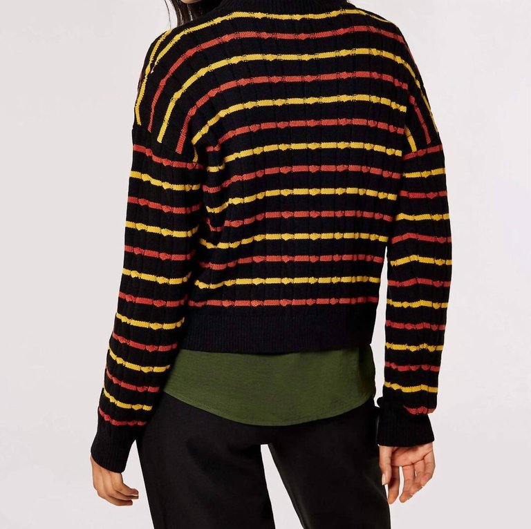 Plaited Knit Stripe Jumper In Black