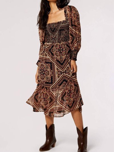 APRICOT Scarf-Print Smocked Midi Dress product