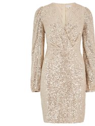 Sequin X-Over Bodycon Dress - Champagne