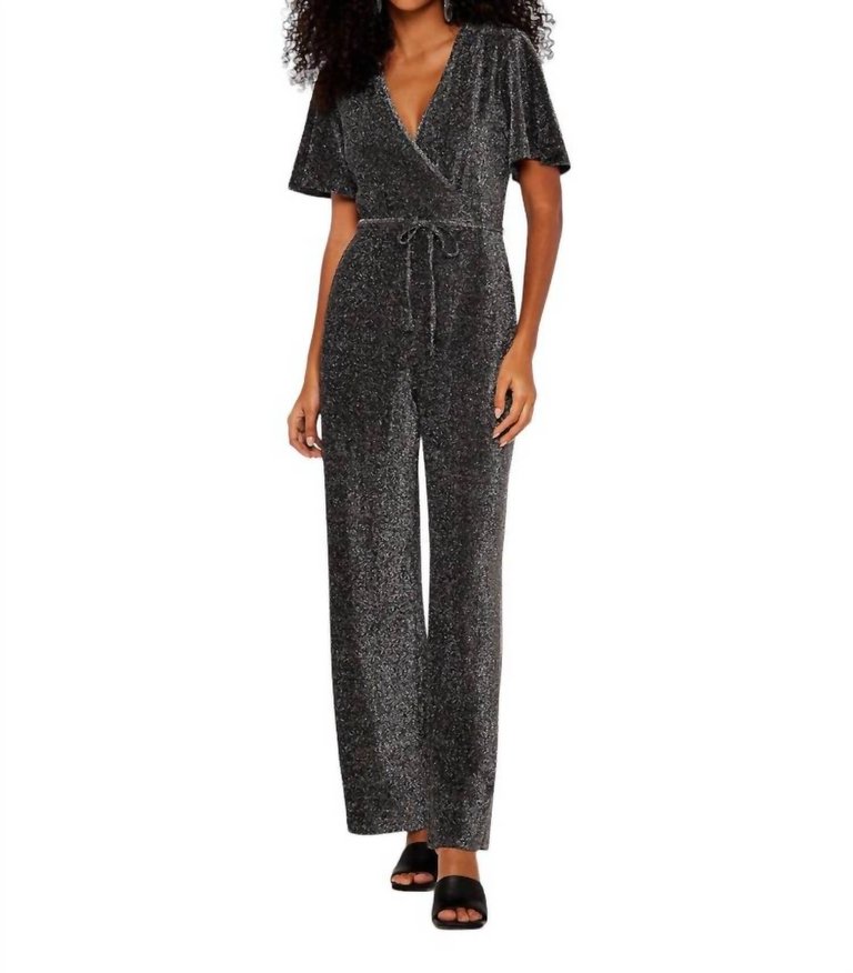 Sparkle Angel Sleeve Jumpsuit In Silver - Silver