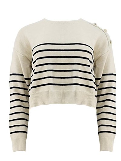 APRICOT Stripe Crop Jumper In Ivory/Black product
