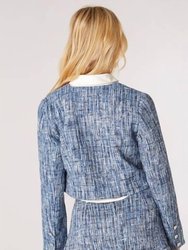 Textured Tweed Collarless Blazer