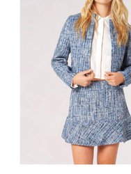 Textured Tweed Collarless Blazer