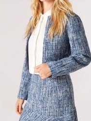 Textured Tweed Collarless Blazer