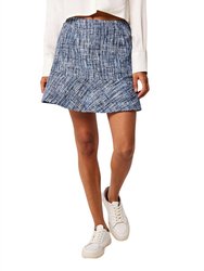 Textured Tweed Ruffle Skirt - Blue