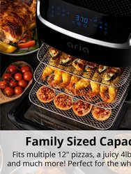 10 Qt. Black Stainless Steel Air Fryer With Premium Accessory Set And Recipe Book