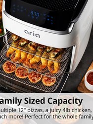 10 Qt. White Stainless Steel Air Fryer With Touch Screen and Premium Accessory Set and Recipe Book